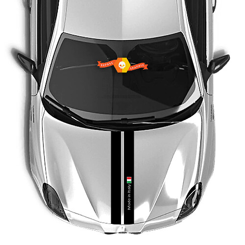Pair Alfa Romeo bonnet sticker Italy Flag two black Lines 2021 Vinyl Decal Sticker
