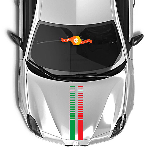 Italy Flag Hood Stripes Vinyl Decal for Alfa Romeo