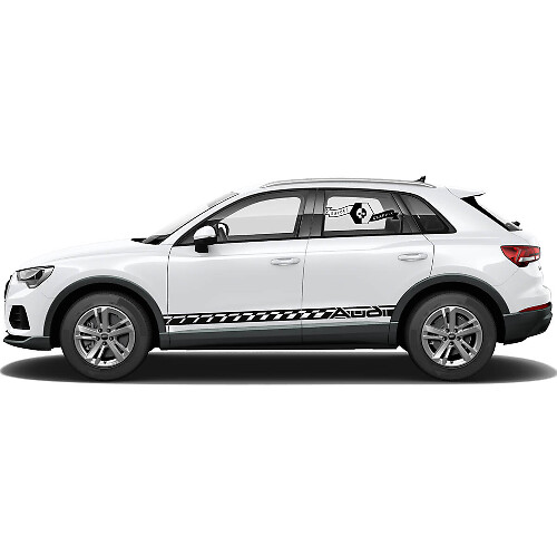 Pair Audi Q3 Stickers Door Side For Rocker Panel Rally 2021 Vinyl Decal Sticker
