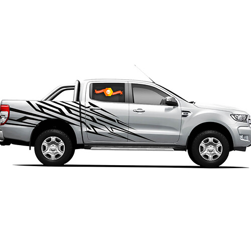 Pair Vinyl Decals Stickers 4X4 Tacoma Toyota TRD Off Road Truck side Doors Shards of Steel
