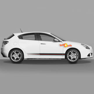 2x Doors Body Decal fits Alfa Romeo Giulietta decals Vinyl Graphics,  Full length Disappearing Colored Lines
