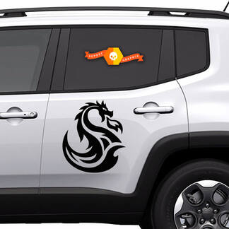 Pair Vinyl Decals side Graphic Stickers Jeep Renegade dragon silhouette New 2022
