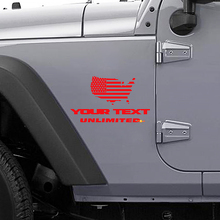 USA Flag with Custom Text Side Vinyl Decal Sticker for Jeep Wrangler_2