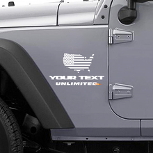 USA Flag with Custom Text Side Vinyl Decal Sticker for Jeep Wrangler_3