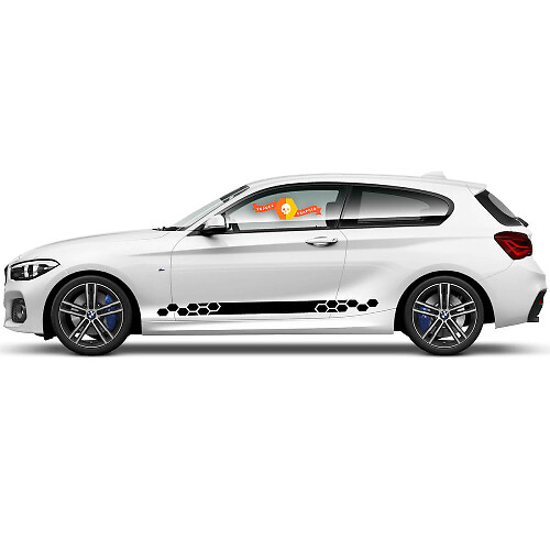 Pair Vinyl Decals Graphic Stickers side Rocker Panel for BMW 1 Series 2015 honeycombs
