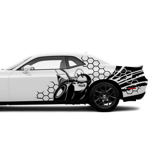 Super Bee & Honeycomb Graphic Side Vinyl Decal Sticker for Dodge Challenger