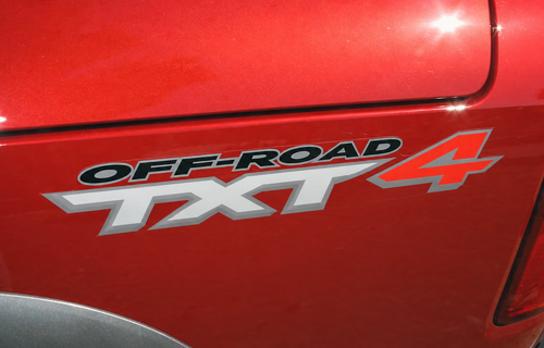 Custom TXT4 Off Road Slanted Lettering Bedside Vinyl Decal Sticker for Dodge Dakota TRX4