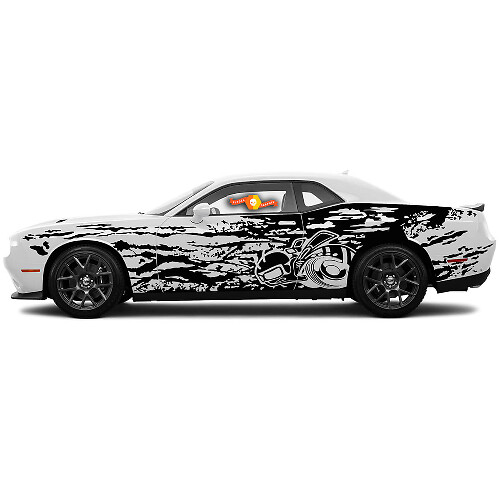 Super Bee Grunge Style Side Vinyl Decal Pair for Dodge Challenger Charger