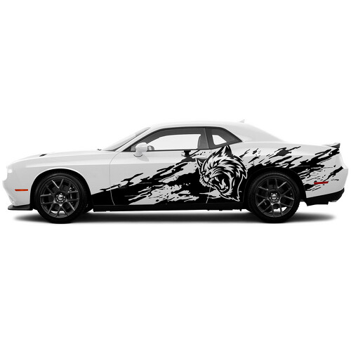 Hellcat Torn Grunge Door Side Vinyl Decal Sticker for Dodge Challenger