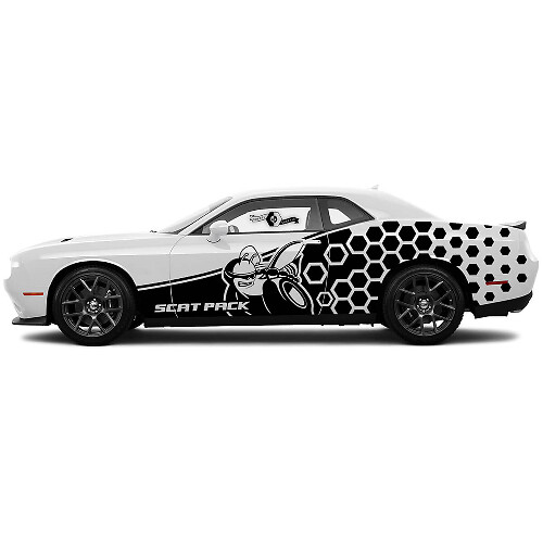 Scat Pack Honeycomb Side Vinyl Decals Kit for Dodge Charger Challenger