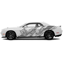 Hellcat Diagonal Grunge Door Side Vinyl Decal Sticker for Dodge Challenger_2