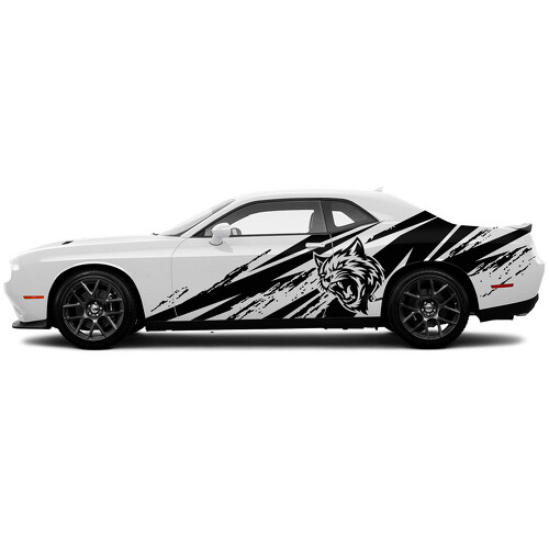 Wildcat Distressed Style Side Vinyl Decal Sticker for Dodge Challenger