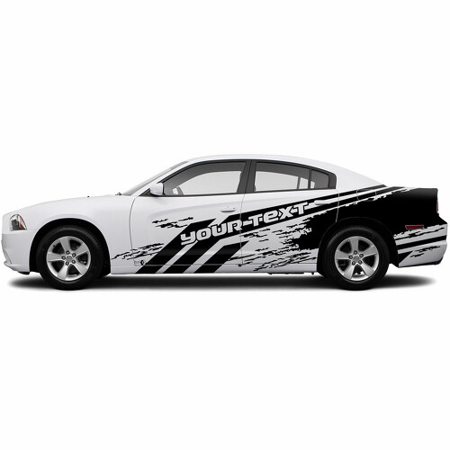Custom Text Destroyed Style Side Vinyl Decal Sticker for Dodge Charger