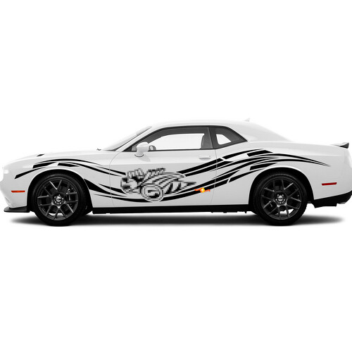Super Bee and Curved Stripes Side Vinyl Decal Sticker for Dodge Charger