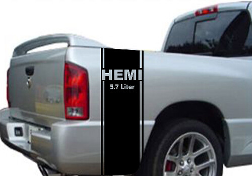 Hemi 5.7L Rear Side Stripes Vinyl Decal for Dodge Ram
