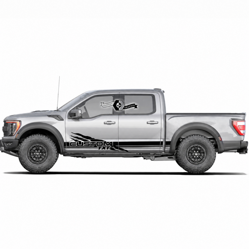 CUSTOM TXT Claw Double Stripe Pair Rocker Panel Vinyl Decal Sticker for Ford F-150 2022