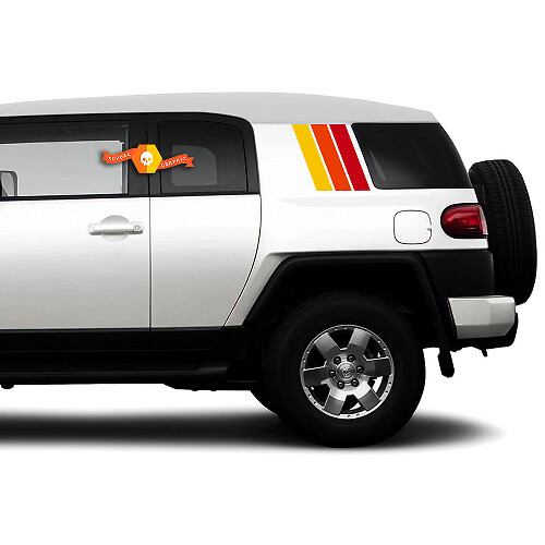 Pair of Three Colors Old School Toyota FJ Cruiser Stripes Side Vinyl Decals Stickers for Toyota FJ Cruiser -- Three Exterior Colors
