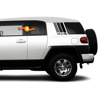 Pair of Three Colors Old School Toyota FJ Cruiser TRD Stripes Side Vinyl Decals Stickers for Toyota FJ Cruiser -- Three Exterior Colors - Monochrome
