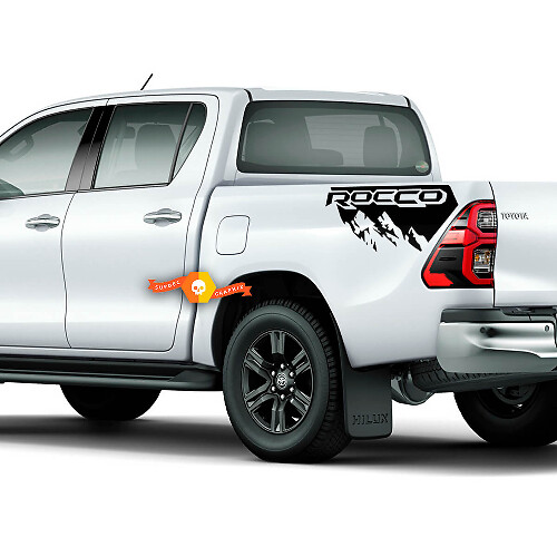 Toyota Hilux 2016 - 2021 Rocco Off Road Rear Bed Mountains Destroyed Stickers Decals TRD Trunk
