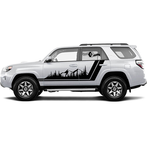 2x Mountains 4Runner Side Doors Mountain Vinyl Mountains Forest Decals stripe Stickers for Toyota 4Runner TRD
