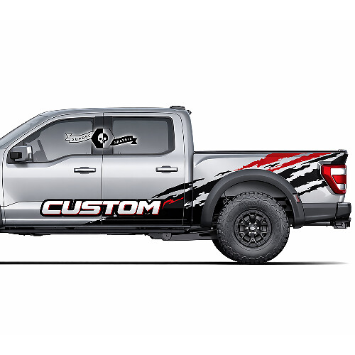 Custom Text Distressed Splash Wrap Decal Sticker Pair for Ford F150 Raptor