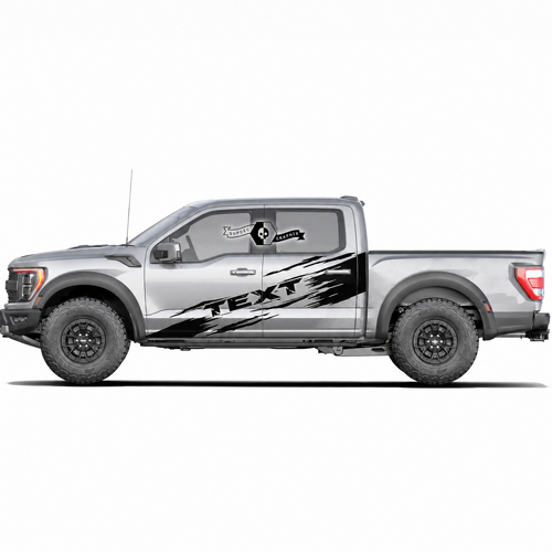 Custom Text Distressed Doors Wrap Logo Side Graphics Decal Sticker Pair for Musclecar truck power truck 2020-2023