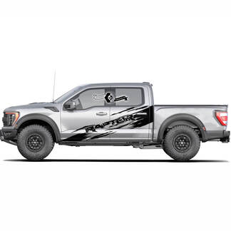 Pair Ford F150 Raptor 2020-2023 Distressed Doors Wrap logo side graphics decal sticker 1

