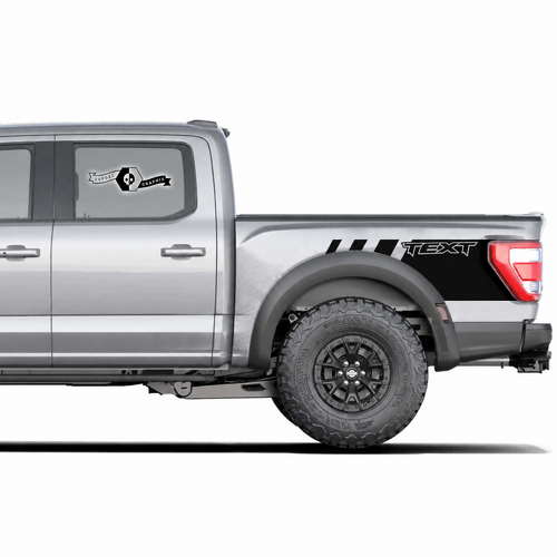 Custom Text Modern Logo Side Bed Graphics Decal Sticker Pair for Musclecar truck power truck 2020-2022
