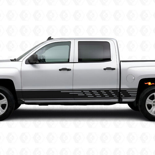Staggered Slot Door & Rocker Panel Vinyl Stripes for Chevrolet Silverado 1500 K2XX 2014-2019