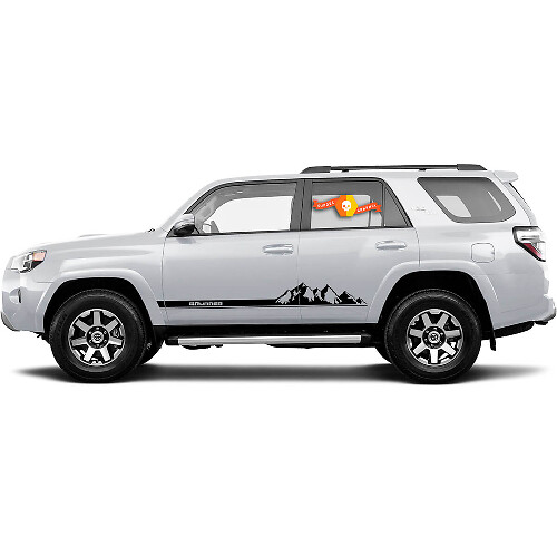 2x Mountains 4Runner Side Doors Mountain Vinyl Decals stripe Stickers for Toyota 4Runner 2010 - 2021 TRD
