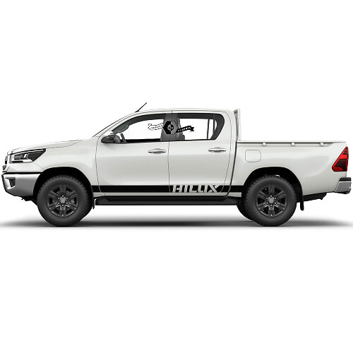 Pair Toyota Hilux Modern Rally Solid Stripe Side Rocker Panel Vinyl Stickers Decal Graphic
