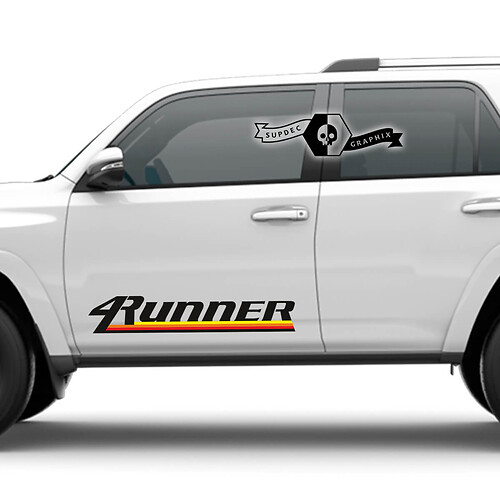 Pair 4Runner 2023 Side Door Old School Vinyl Mountains Decals stripe Stickers for Toyota 4Runner TRD
