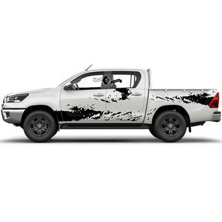 Pair Toyota Hilux 2022 Rally Doors Side Bed Splash Distressed WRAP Vinyl Stickers Decal Graphic
