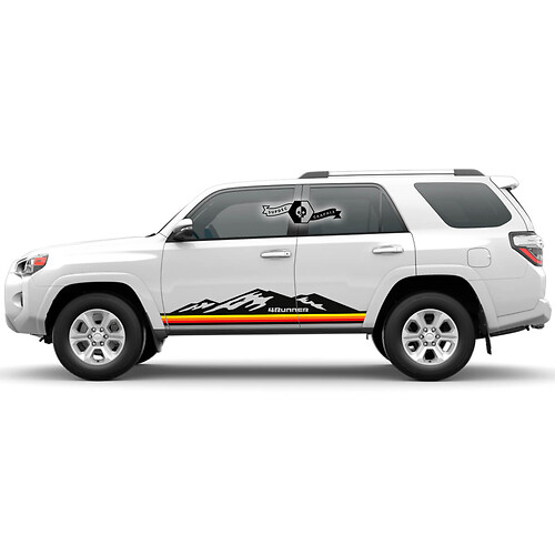 Mountains & Retro Straight Stripes Side Door Vinyl Decal Sticker for Toyota 4Runner