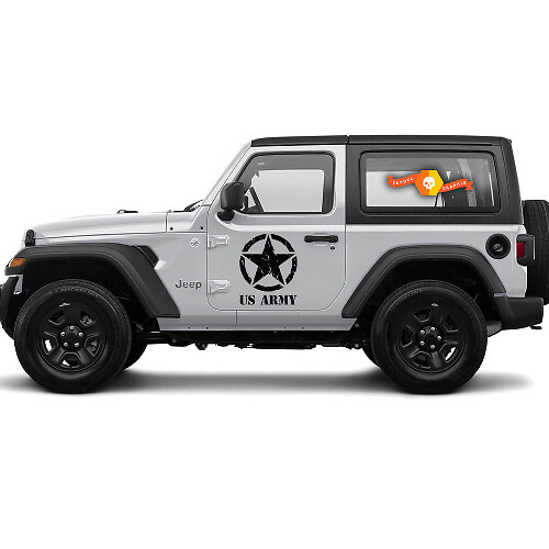 2 Jeep AU ARMY with distressed Military Star door Wrangler Decal Sticker Graphics Vinyl
