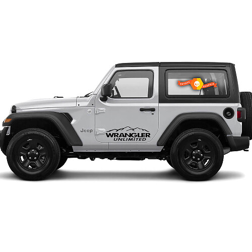 2 Jeep WRANGLER UNLIMITED Mountain door Or Hood Wrangler Decal Sticker Graphics Vinyl
