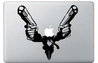 Man with two guns MacBook Decal Sticker
