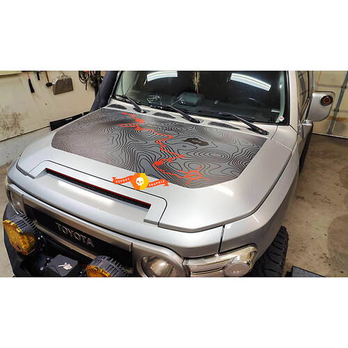 Topographic Map Hood Vinyl Decal Sticker for Toyota FJ Cruiser