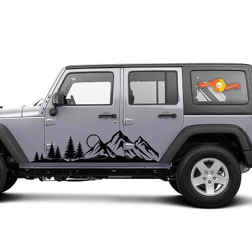 Forest Mountain Rocker Panel Door Vinyl Sticker Decal for Jeep Wrangler JK JL Gladiator