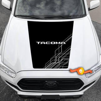 Modern 2016 - 2021 Toyota Tacoma Hood Abstract Lines Vinyl Decal Sticker Graphic Kit - No Scoop!
