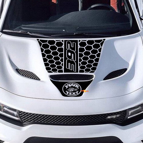 Honeycomb Style Custom Text Hood Vinyl Decal Sticker for Dodge Charger 2015-2021