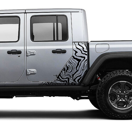 Jeep Gladiator Side Contour Map Body Vinyl Graphic Stripes Kit 2018-2021
