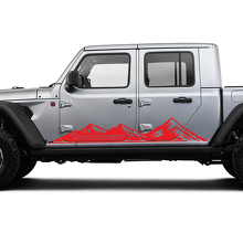 Pair Jeep Gladiator Side Rocker Panel Racing Mountains Doors Vinyl Graphic Stripes
 3