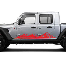 Pair Jeep Gladiator Side Rocker Panel Racing Mountains Doors Vinyl Graphic Stripes
 3