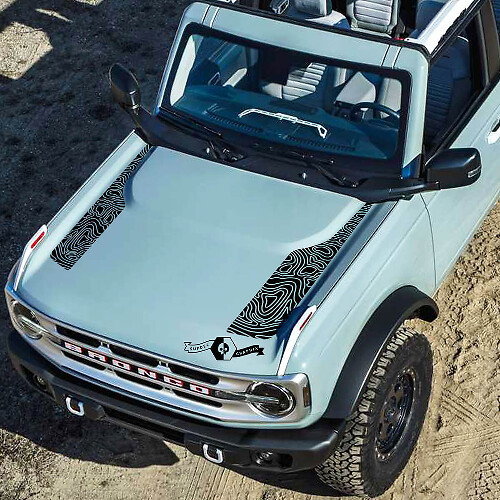 New Ford Bronco 2021 2022 Logo Topographic Map Hood Vinyl Decal Kit Sticker Graphic
