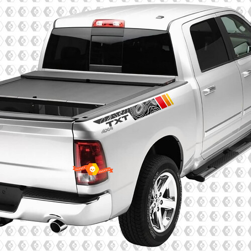 Topographic Side Truck Stripes with vintage stripes decals stickers SupDec for Dodge Ram 4x4 1500 2500 Rebel