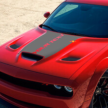YOUR TEXT Inset Outline Scoop Hood Panel Hood Vinyl Decal Sticker for Dodge Challenger 2015-2021_2