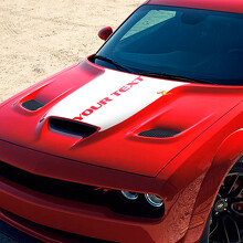 YOUR TEXT Inset Outline Scoop Hood Panel Hood Vinyl Decal Sticker for Dodge Challenger 2015-2021_3
