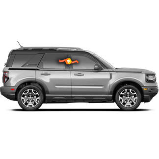 Pair of Bronco Doors Thin Up Accent Line Trim 4-door Side Stripe Decals Stickers for Ford Bronco 2021
