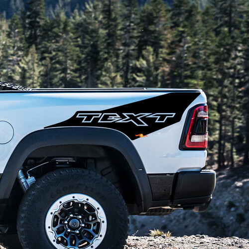 TRX Style Custom Text Bedside Vinyl Decal Kit for Dodge Ram 1500 Rebel TRX